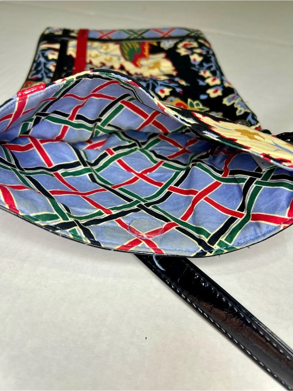Vera Bradley Floral & Lattice Print Crossbody with Black and Red Trim